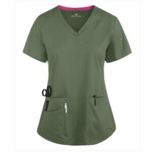 Med Couture Touch Scrub Top Womens Size M Medium Olive Green Medical Nursing